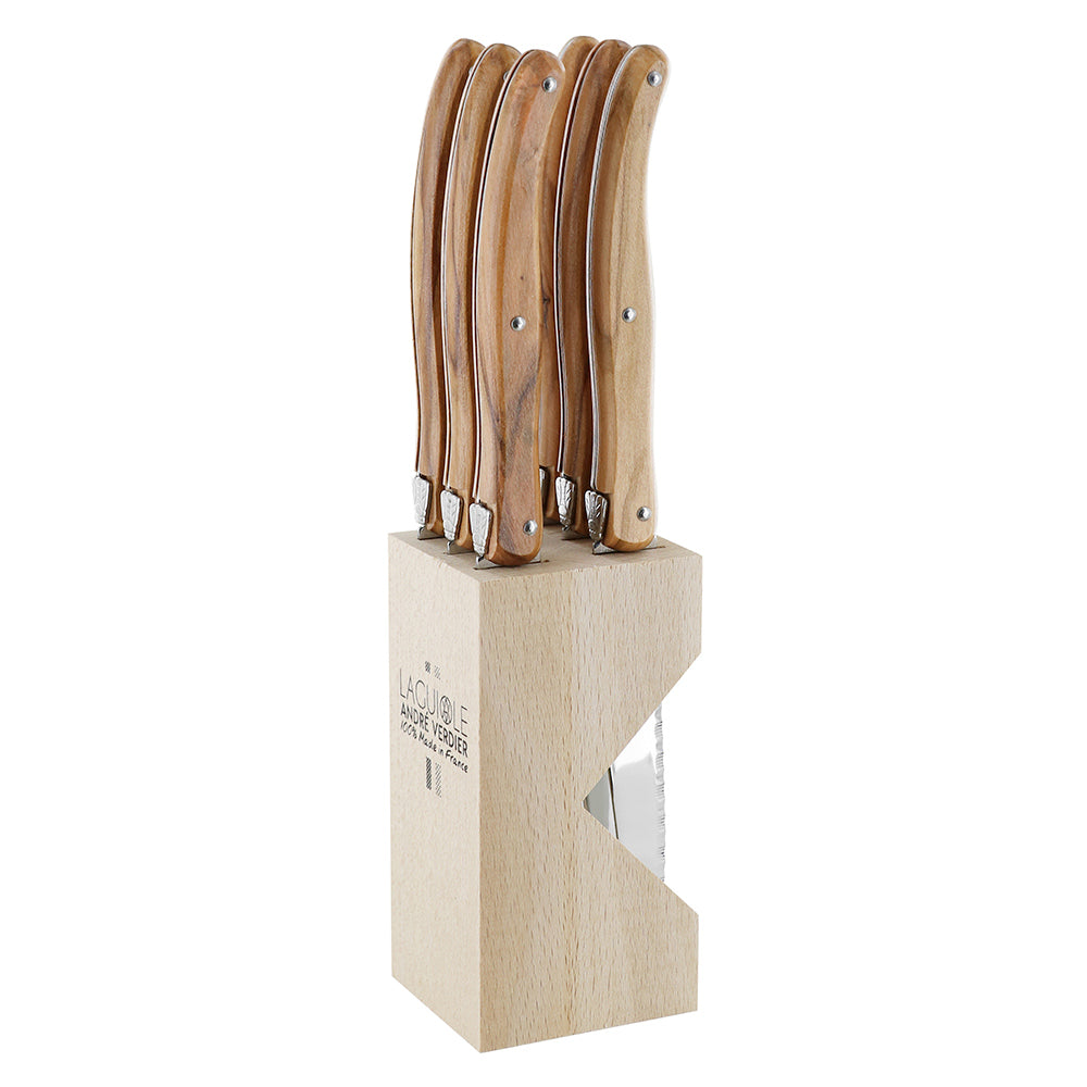 Andre Verdier - 6 Piece Steak Knife Set Block - Wood Handle
