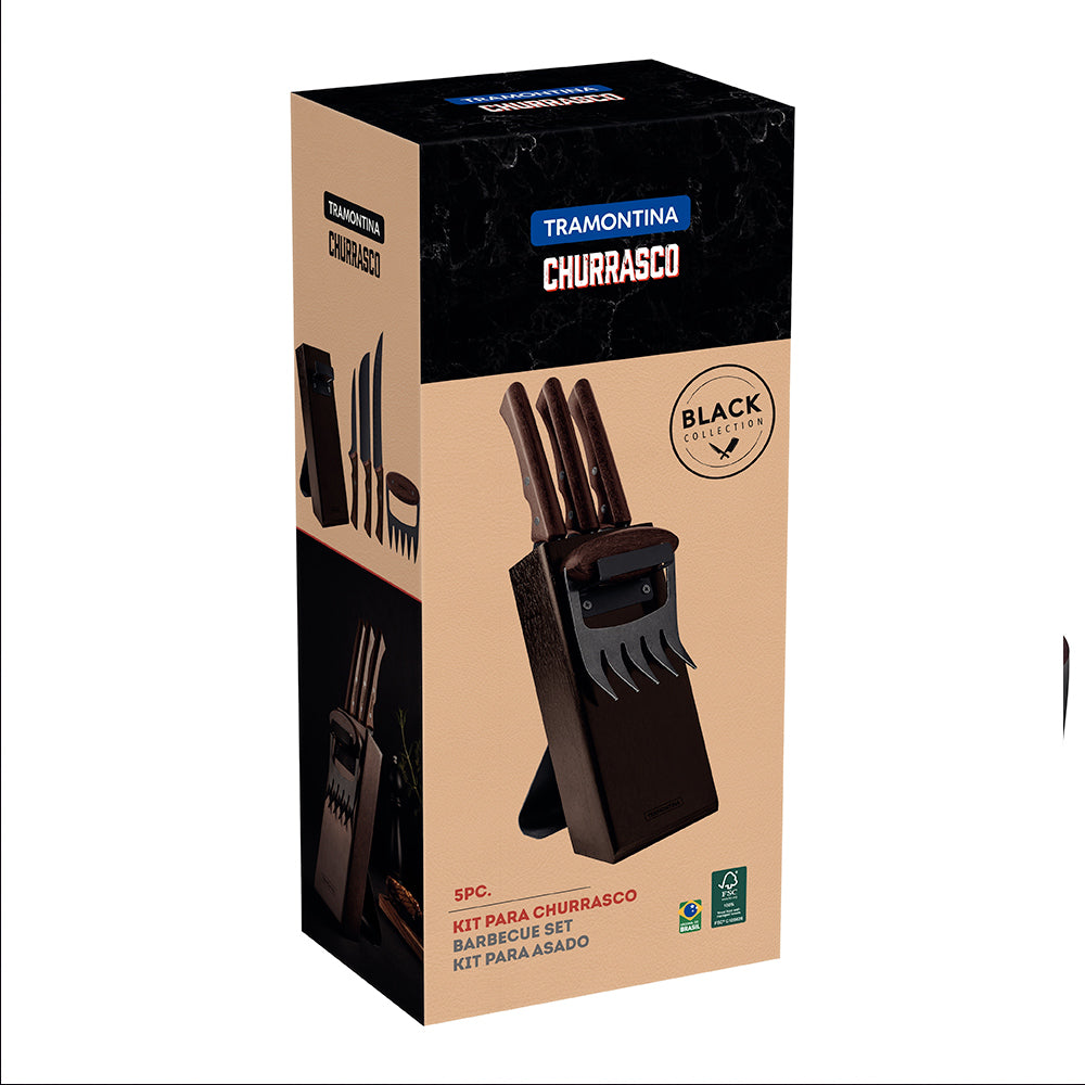 Churrasco Black Barbecue Set - 5 Piece