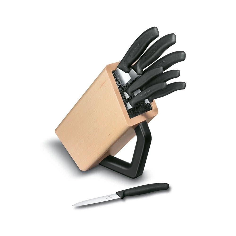 Victorinox Beechwood Cutlery Block - 8 Piece - Black - Knife Store