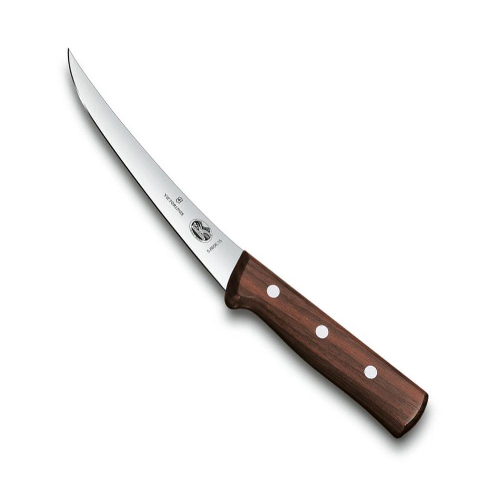 Victorinox Boning Knife - Curved 15cm Blade, Wood Handle with a slim, curved stainless steel blade and dark wood handle