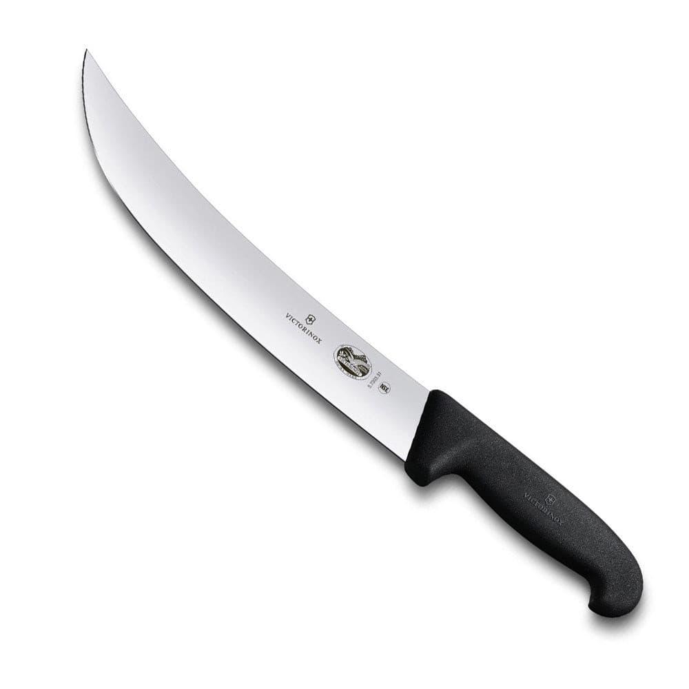 Victorinox Butchers Cimeter Steak Knife - 31cm, with a long curved stainless steel blade and black textured handle.