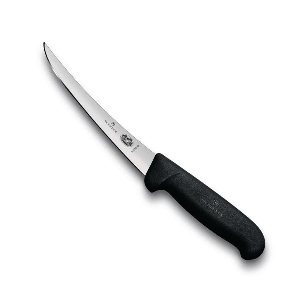 Victorinox Fibrox Boning Knife - 15cm - Curved, Narrow Blade with a slim stainless steel blade and black textured handle