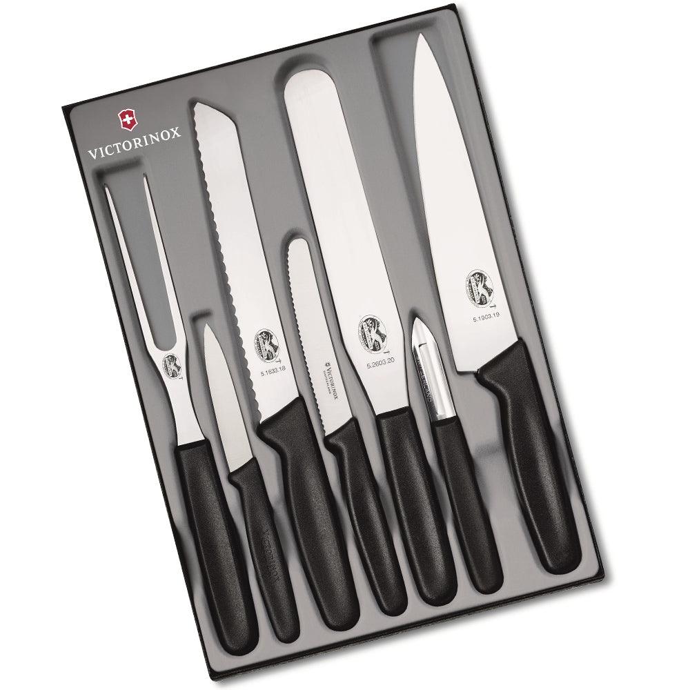 Victorinox Kitchen Knife Set - 7 piece Black Handles - Knife Store
