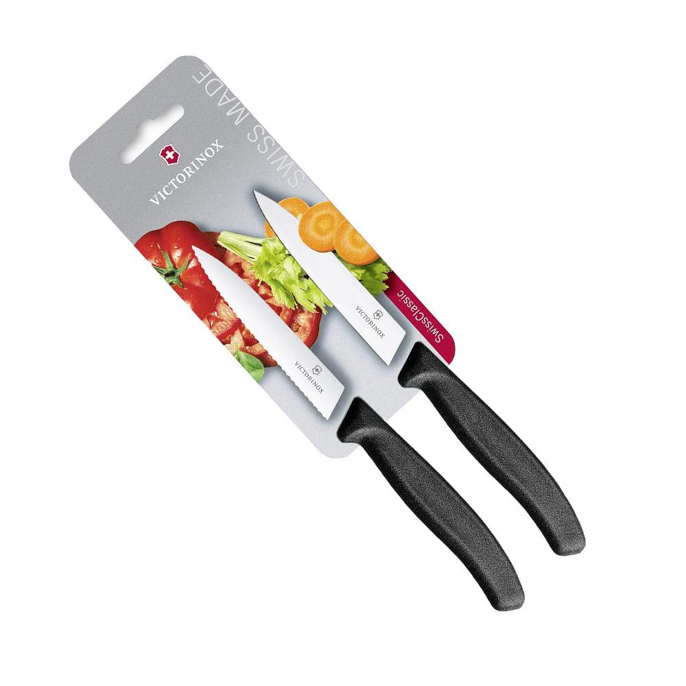 Victorinox Straight and Wavy Edge Paring Knife Set - Black - Knife Store