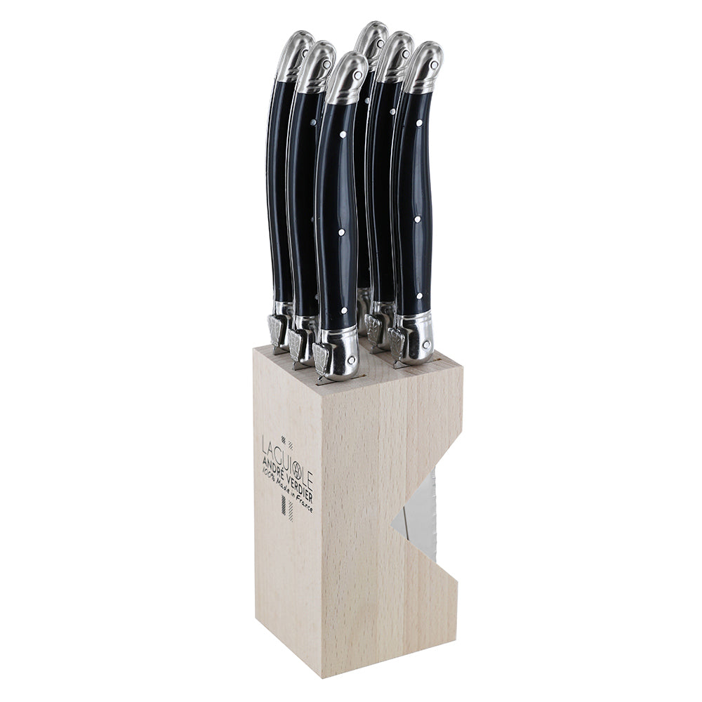 Andre Verdier - 6 Piece Steak Knife Set Block - Black Colour