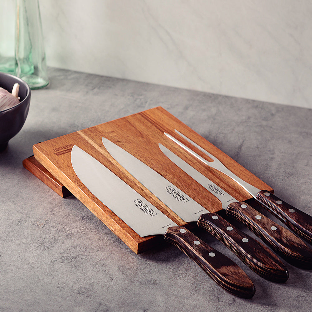 Churrasco Barbecue Knife Block 5 Piece - Brown