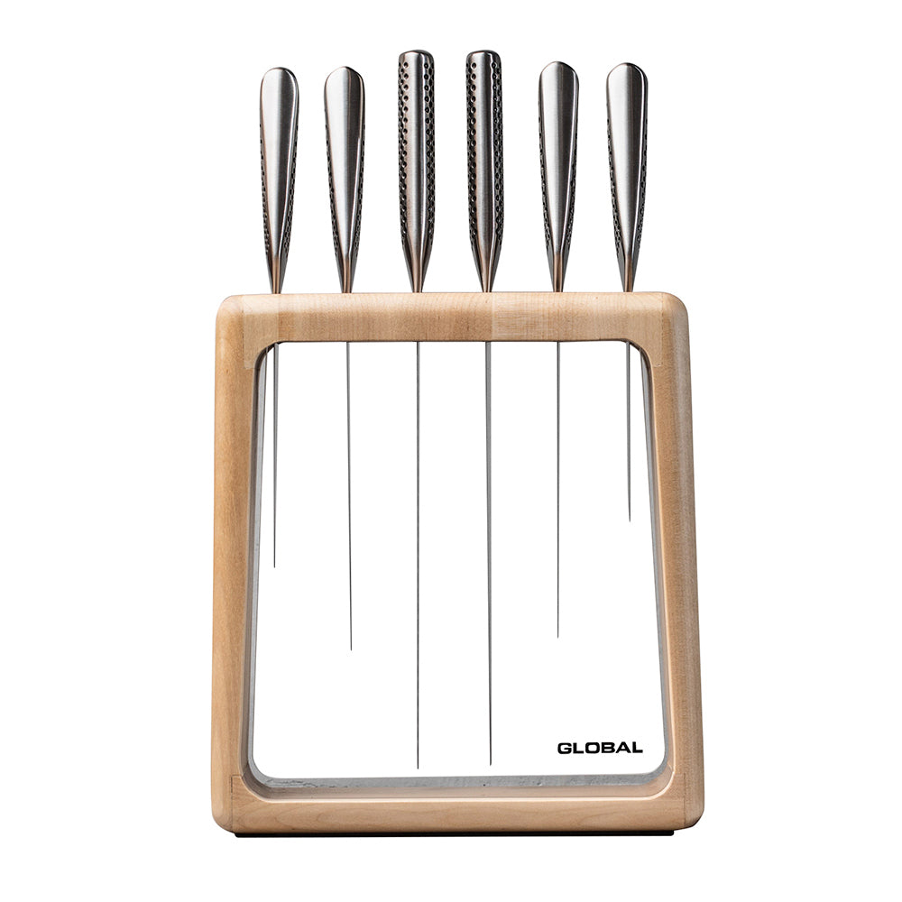Global Hashira 7 Piece Knife Block Set - Maple