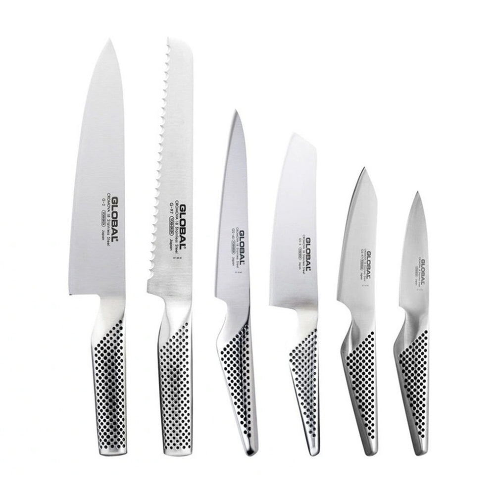 Global Hashira 7 Piece Knife Block Set - Walnut