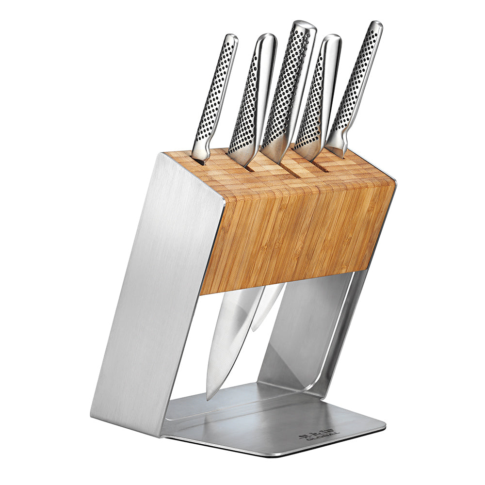 Global Katana 6 Piece Knife Block Set - Bamboo