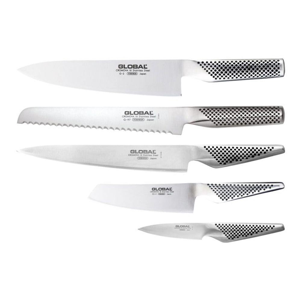 Global Katana 6 Piece Knife Block Set - Bamboo
