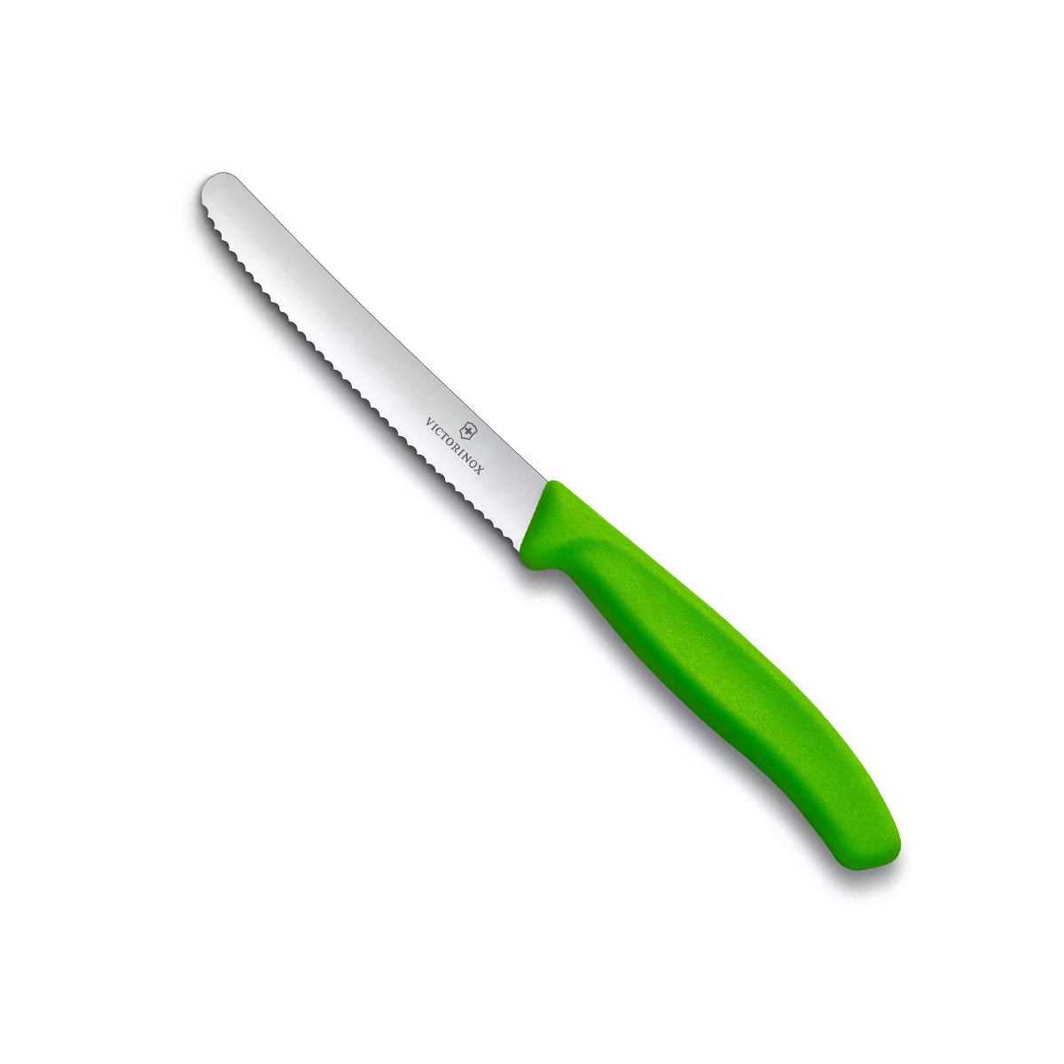 Table Knife - Victorinox - 11cm with a stainless steel wavy-edge blade and bright green ergonomic handle