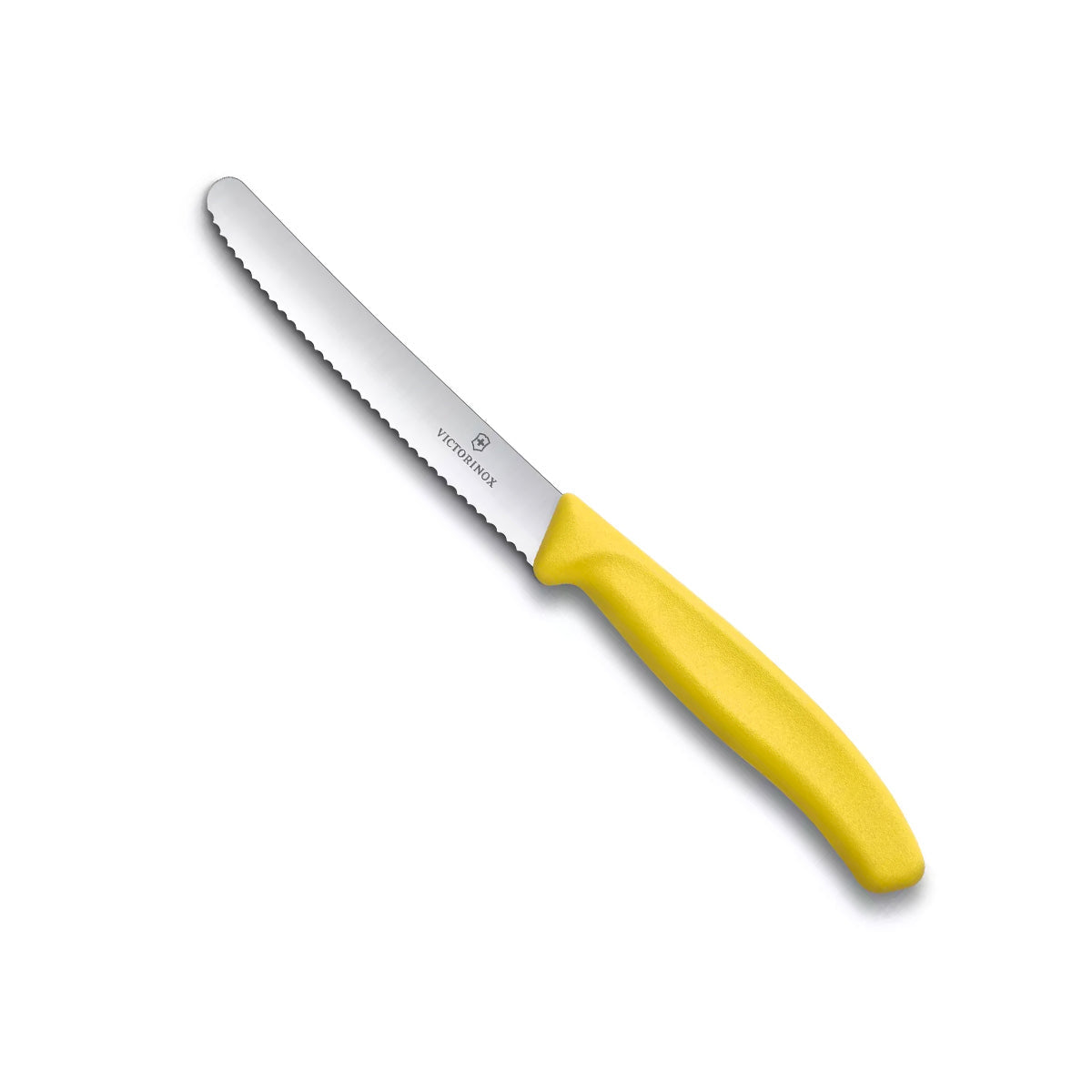 Table Knife - Victorinox - 11cm with a silver wavy-edge blade and ergonomic bright yellow handle
