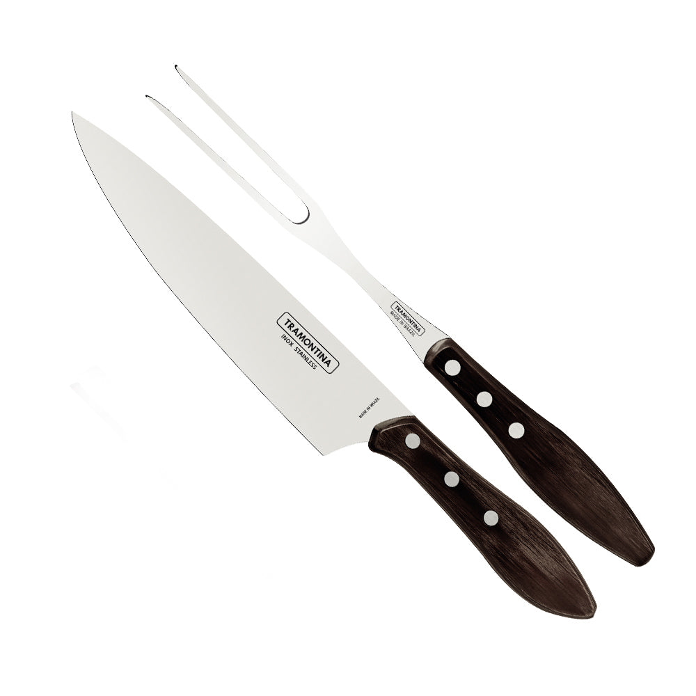 Churrasco Carving Set - Brown Polywood 2 Piece Set
