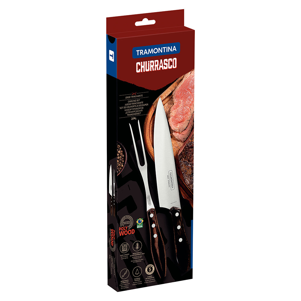 Churrasco Carving Set - Brown Polywood 2 Piece Set