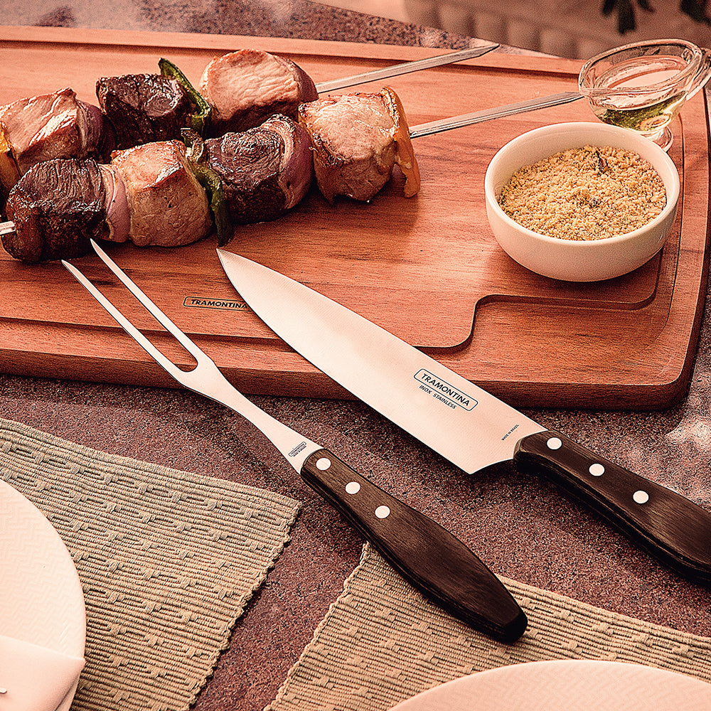 Churrasco Carving Set - Brown Polywood 2 Piece Set