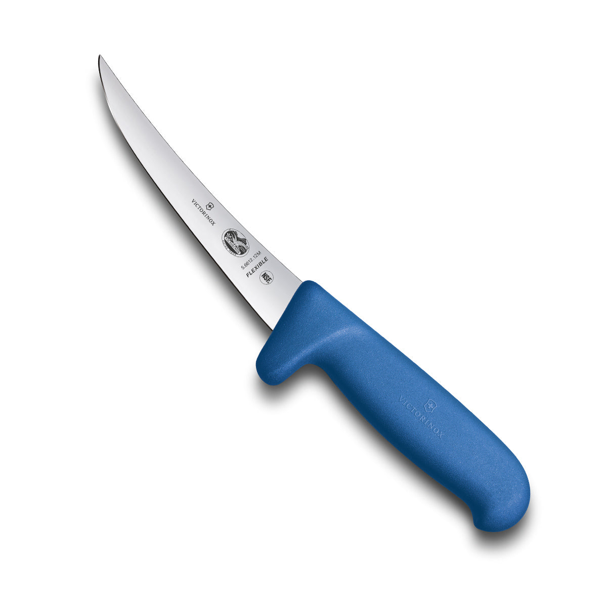 Victorinox Fibrox Boning Knife - 12cm Curved Narrow Flexible Blade, Blue Safety Handle