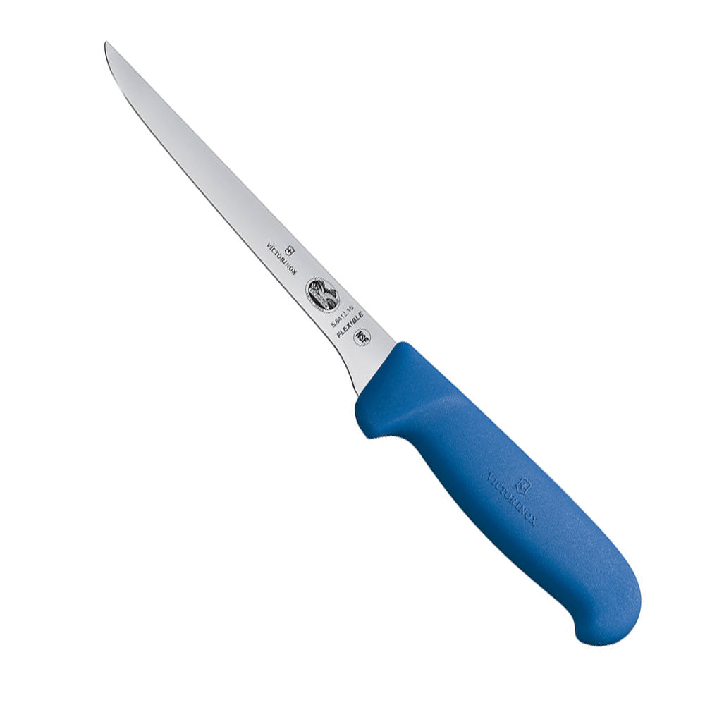 Victorinox Boning Knife, 15cm Narrow Blade, Blue Handle and Sheath