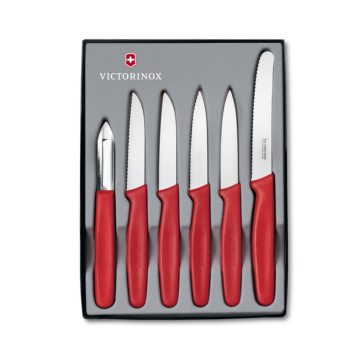 Victorinox Paring Knife Set, 6 Piece, Red