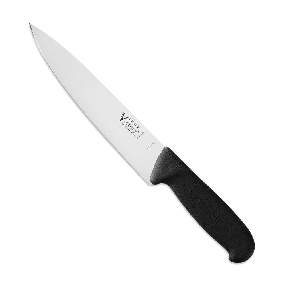 Victory Chefs Utility Knife - 20cm, Black Handle with a long, smooth silver blade and a solid black handle.