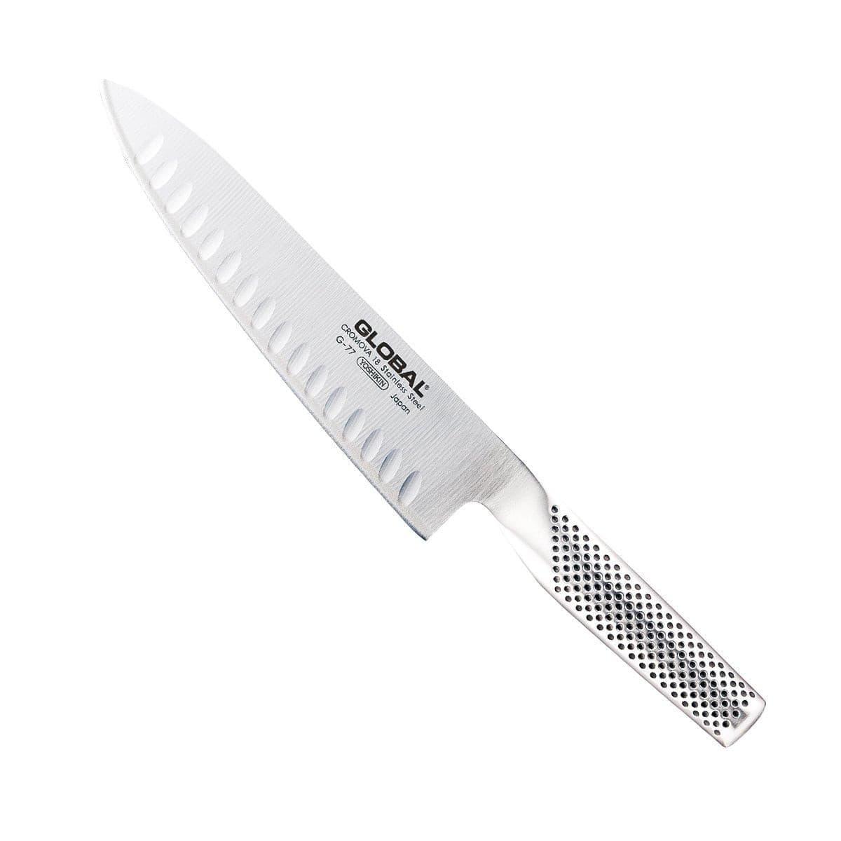 Global G-77 20cm Cooks Knife - Fluted - Knife Store
