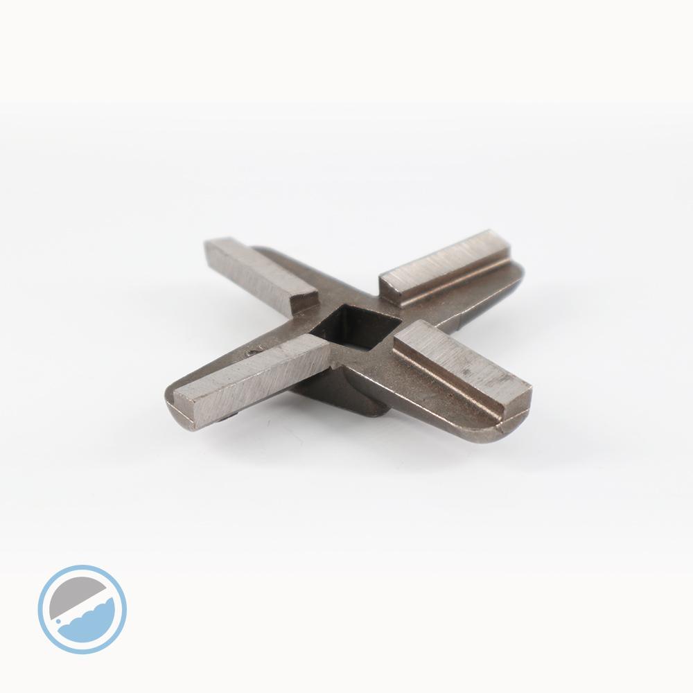 Size 32 Grinder Knives, solid silver metal double-cut blades arranged in a cross around a square center opening