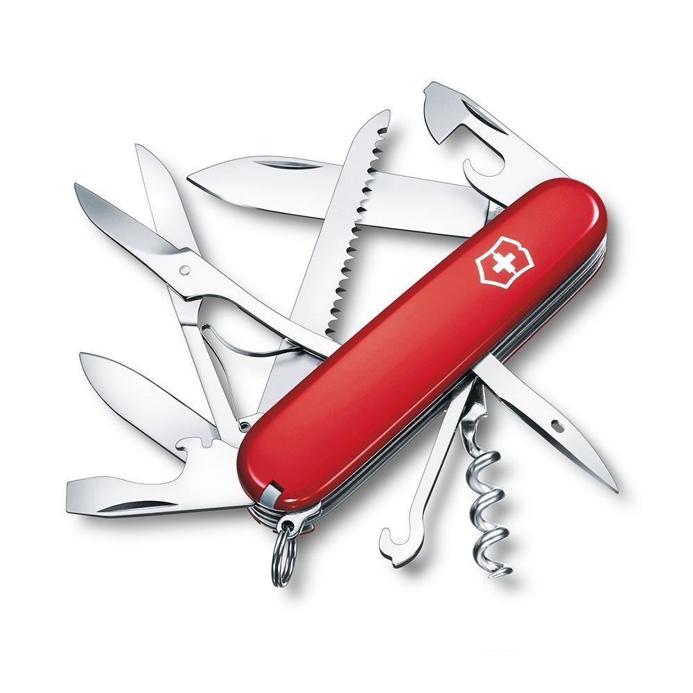 Swiss Army Knife - Huntsman (15 Function) Victorinox, red plastic handle with stainless steel blades, scissors, saw and corkscrew