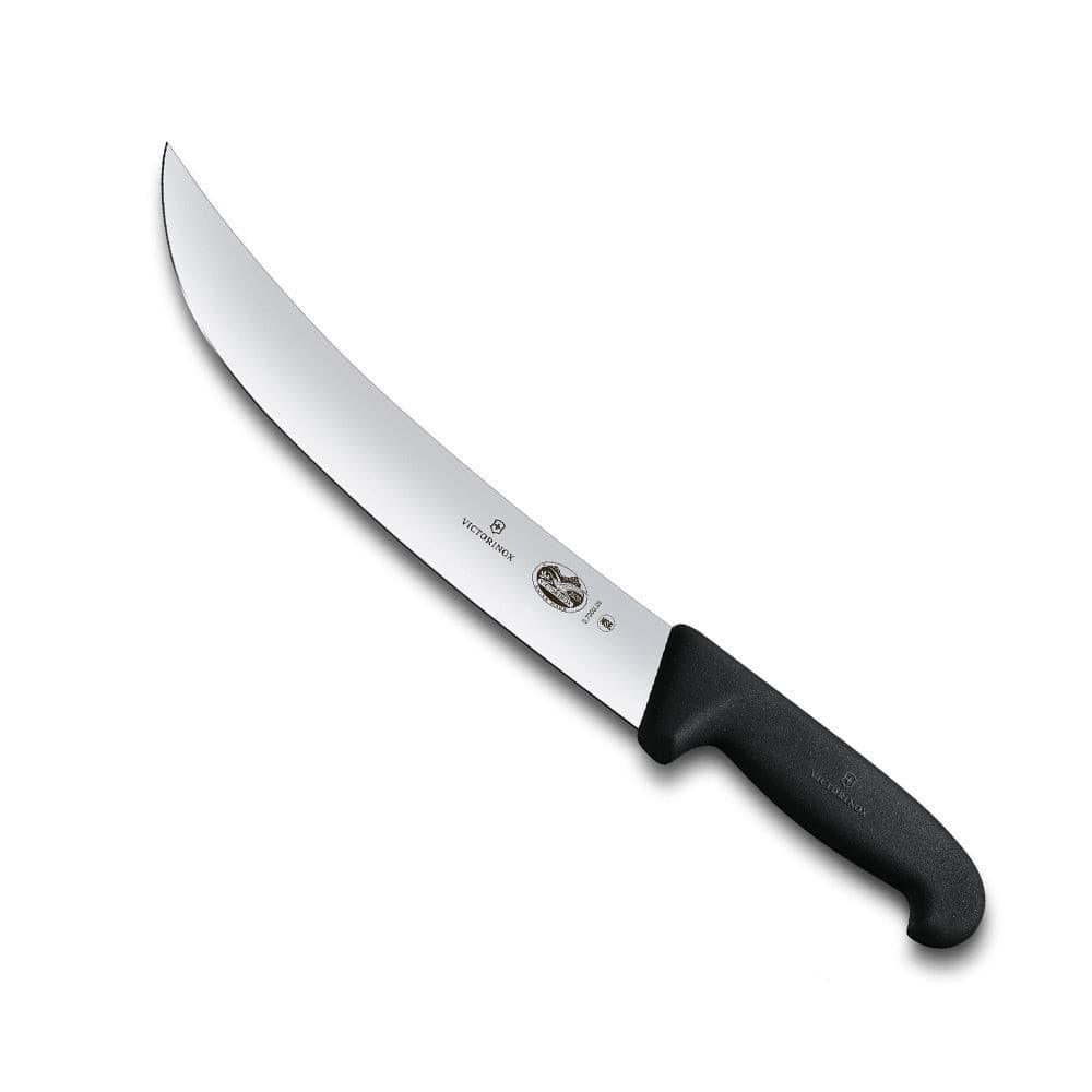 Victorinox Butchers Cimeter Steak Knife - 25cm, with a long curved stainless steel blade and black ergonomic handle.