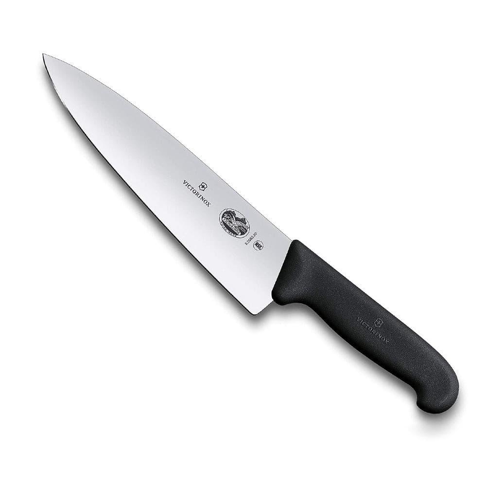 Victorinox Chefs Carving Knife - 20cm, Black Handle with a long, wide stainless steel blade and textured black handle