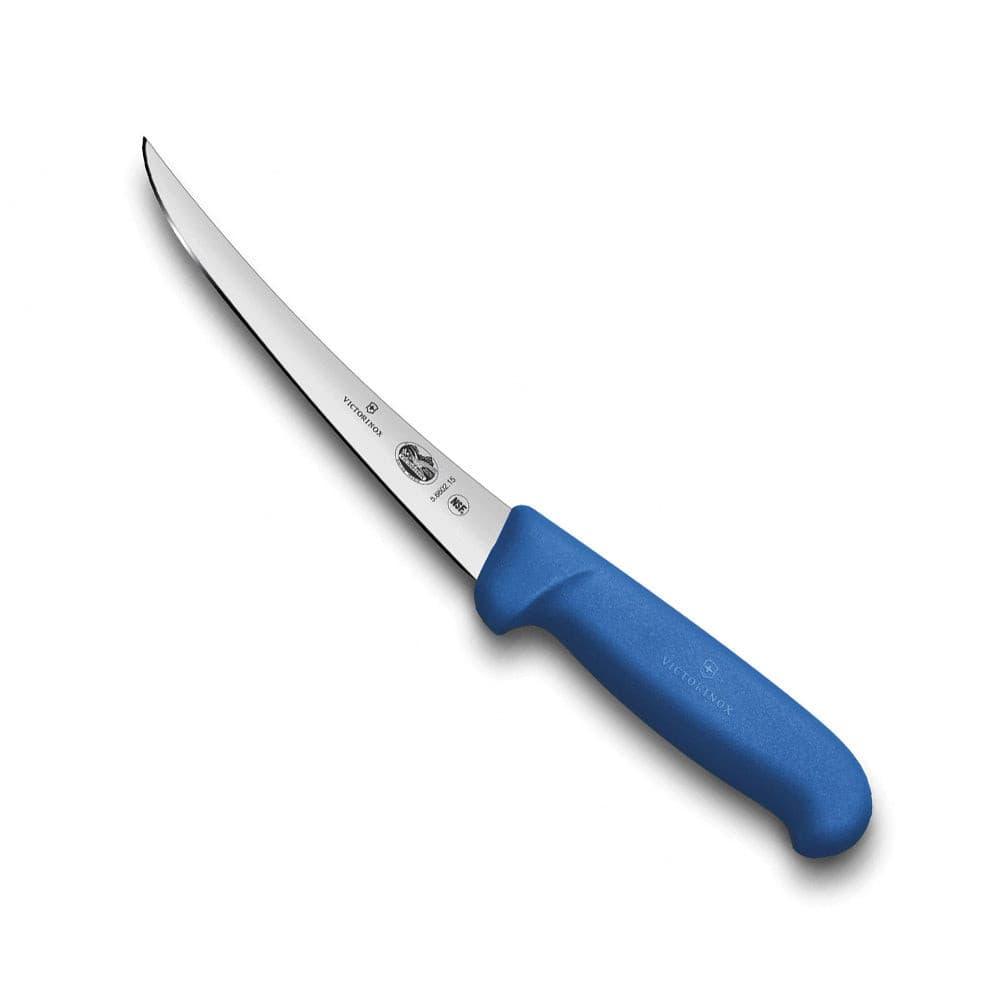 Victorinox Fibrox Boning Knife - 15cm - Curved, Narrow Blade with a slim stainless steel blade and blue textured handle