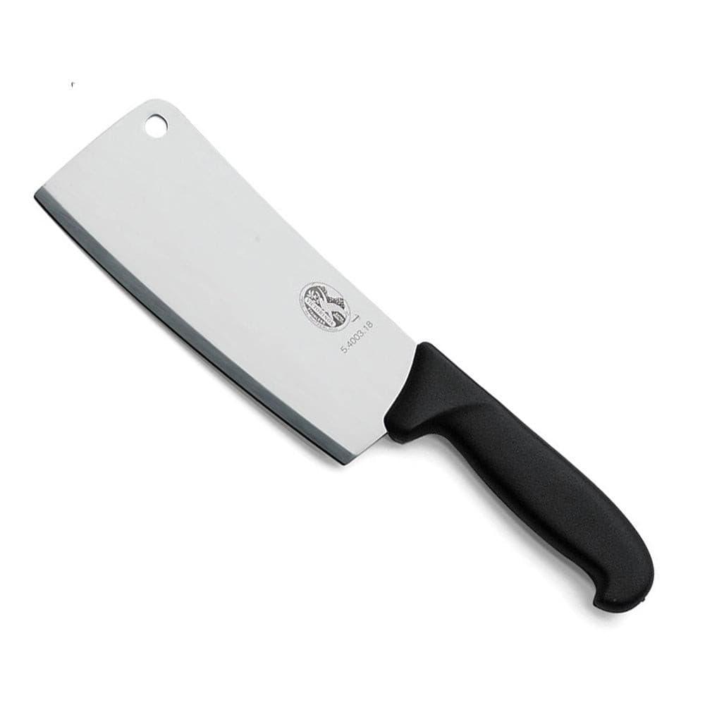 Victorinox Kitchen Cleaver - 18cm, Black Handle with a broad stainless steel blade, hanging hole and ergonomic black handle