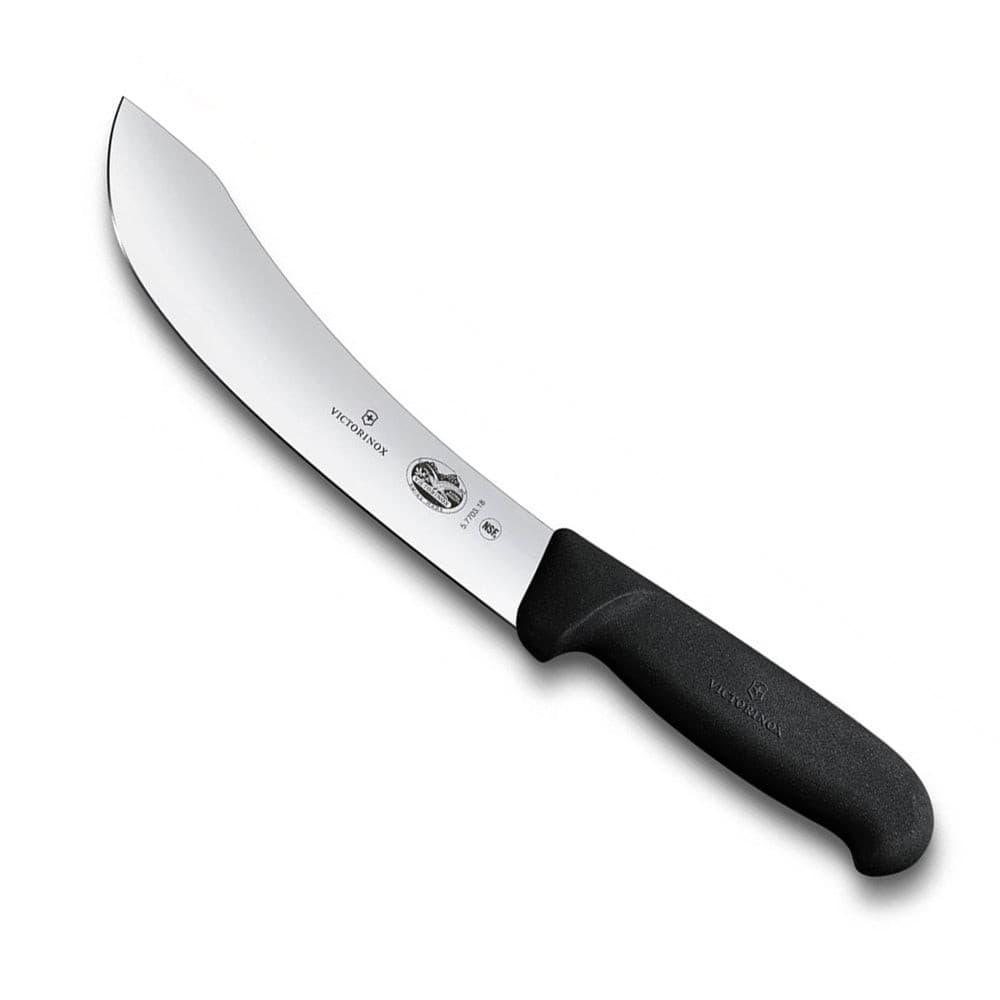 Victorinox Skinning Knife - 15cm, Black Handle with a curved silver stainless-steel blade and textured black handle