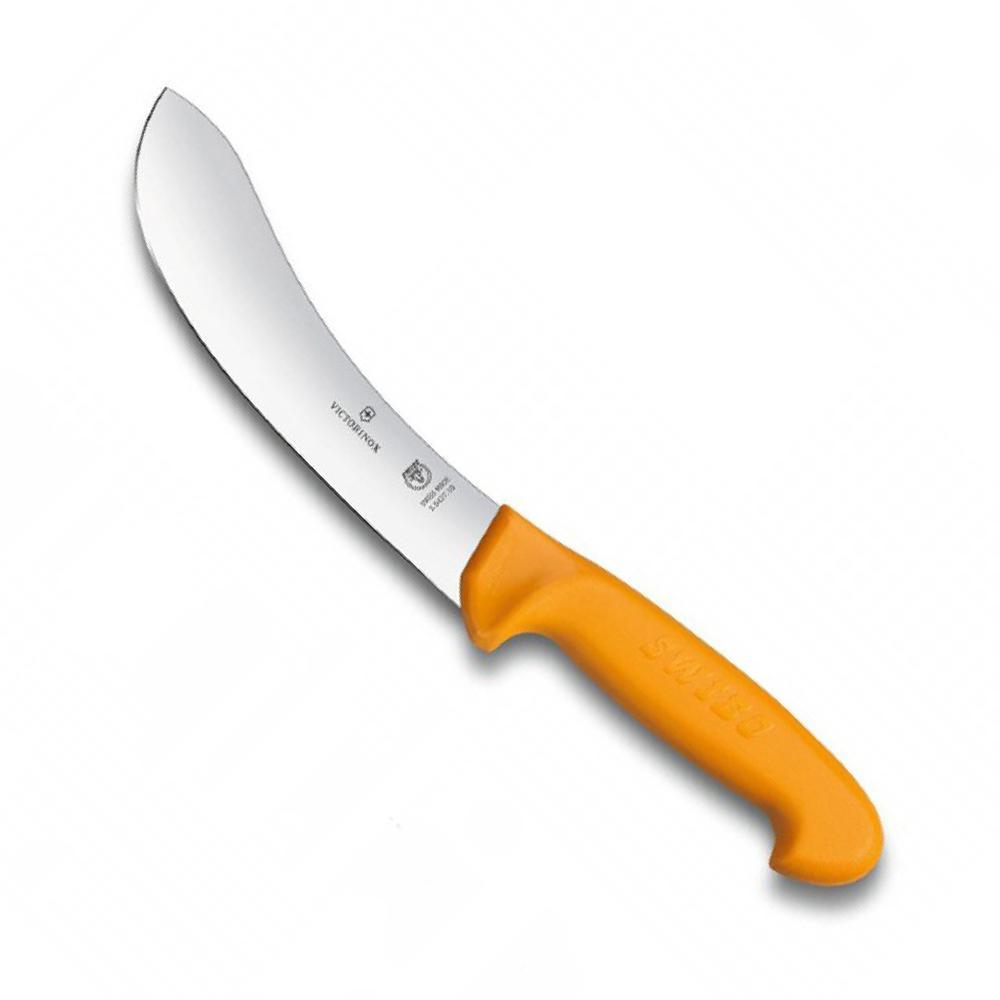 Victorinox Skinning Knife 18cm Yellow Handle - Swibo, with a smooth curved stainless steel blade and bright yellow ergonomic handle.