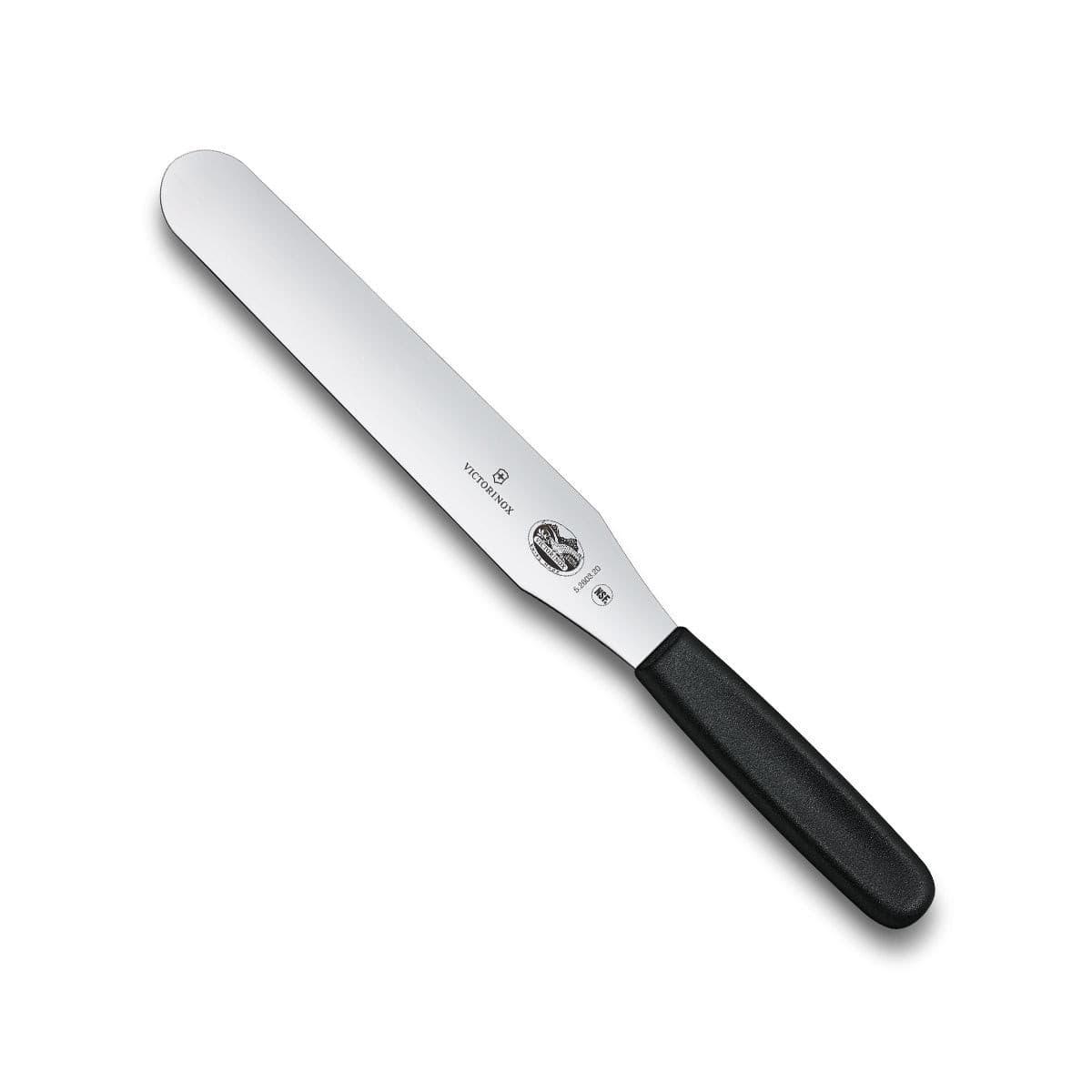 Victorinox Spatula, 20cm, Flexible Straight Blade with a polished silver steel blade and textured black handle