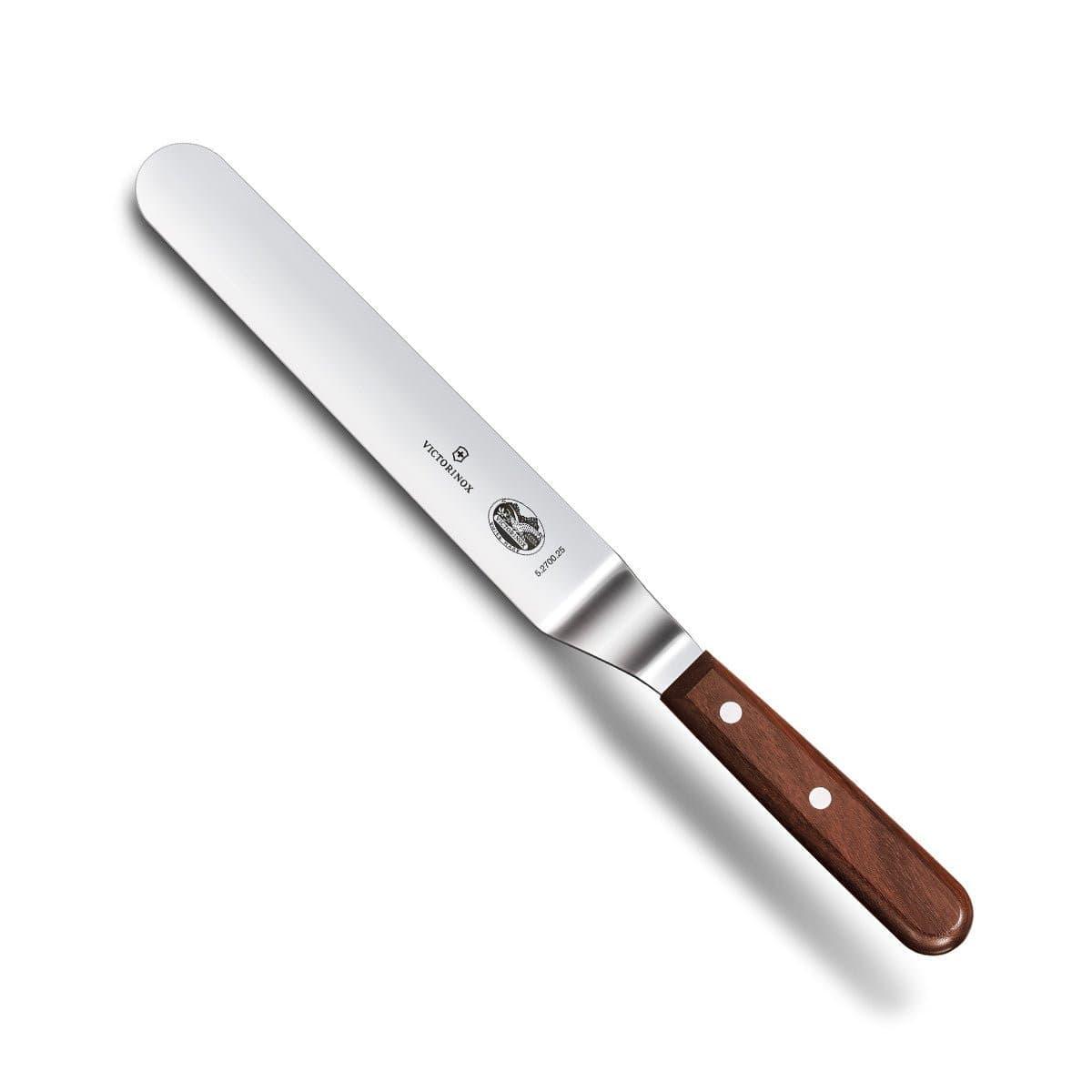 Victorinox Spatula, 25cm, Rosewood Handle - Offset Blade with a polished stainless steel blade and brown wooden handle