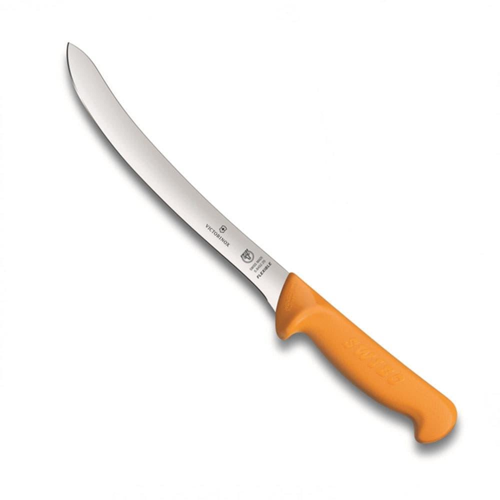 Filleting knife with curved stainless steel blade and bright orange ergonomic handle, Victorinox - Swibo Curved Filleting Knife - 20cm