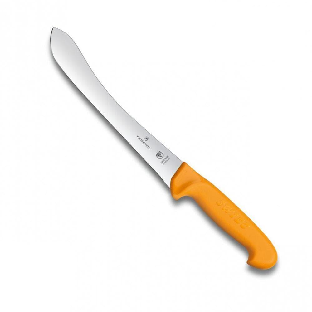 Victorinox - Swibo Narrow Butchers Knife - 21cm, stainless steel knife with a long narrow blade and bright orange ergonomic handle.